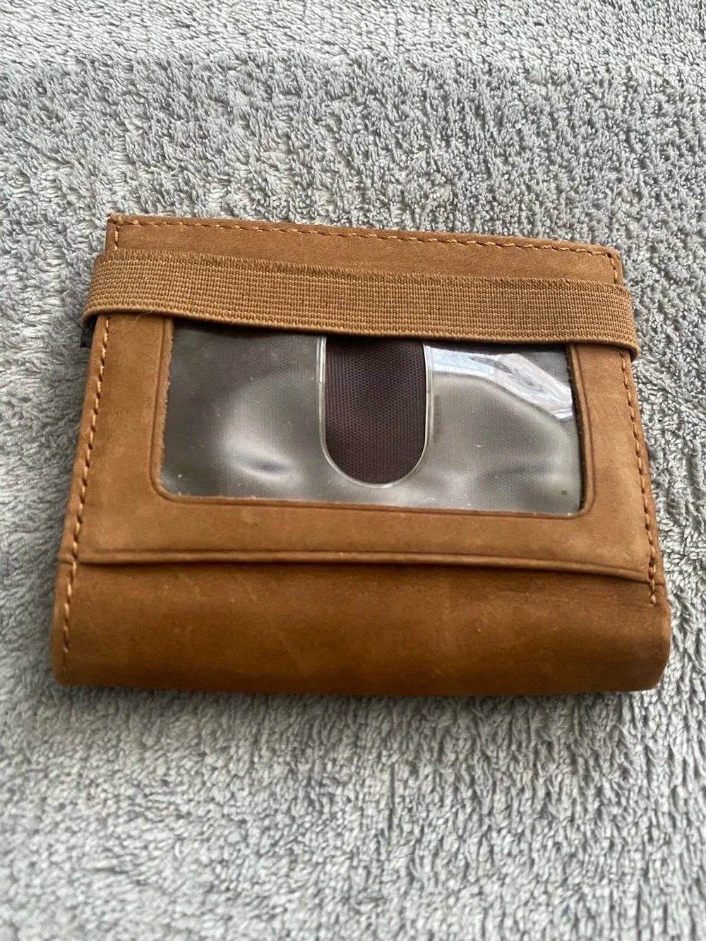 Genuine Leather Brown Minimalist Wallet ID Window